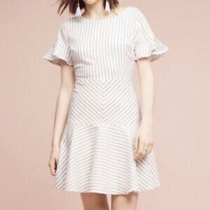 Anthropologie Sunday in Brooklyn White Mod Pinstripe Fit and Flare Dress